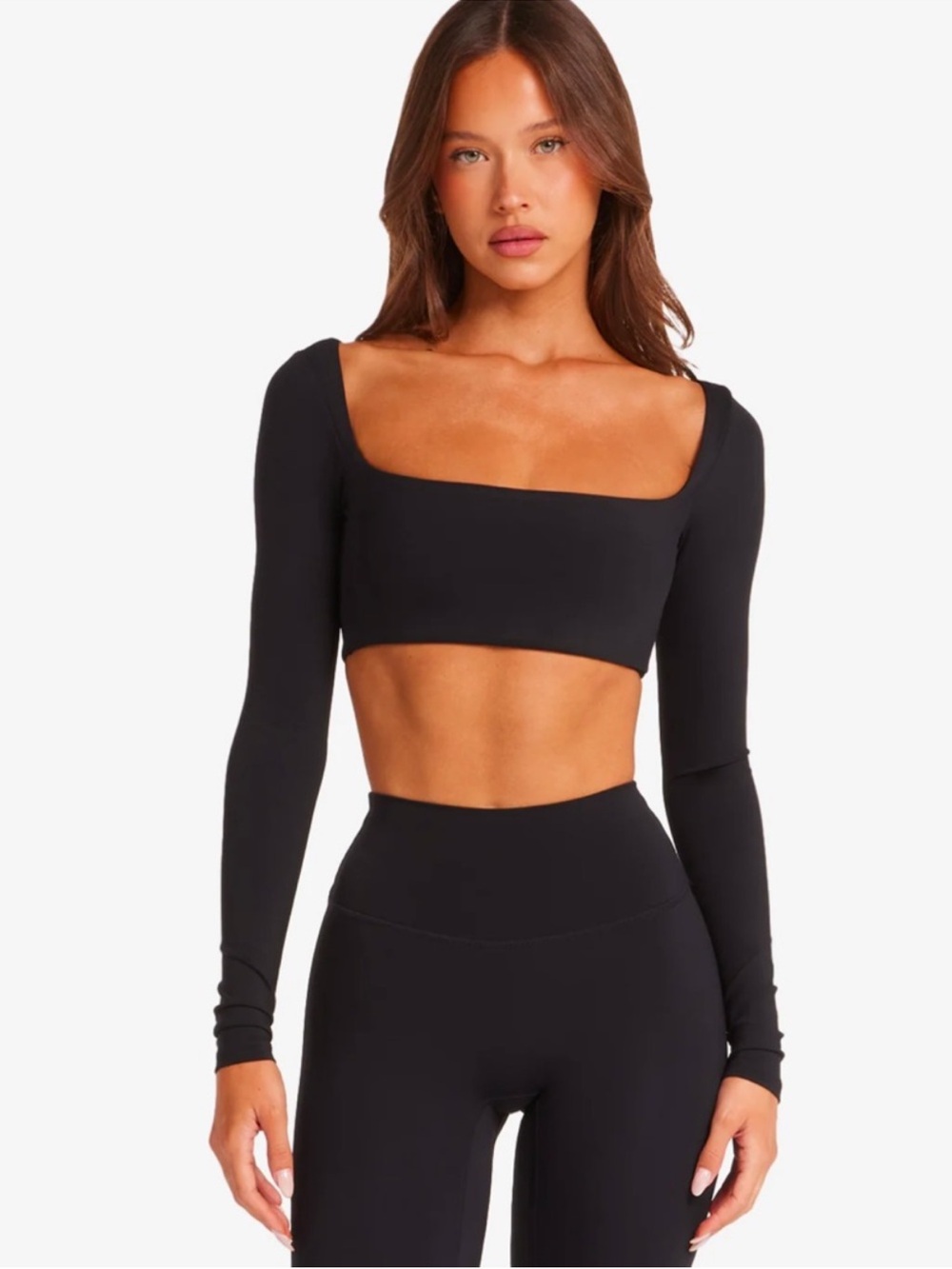 NWOT CSB CROP SHOP BOUTIQUE Freedom Scoop Long Sleeve Crop - Small - Black